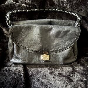 Furla Vintage Black Leather Shoulder Bag